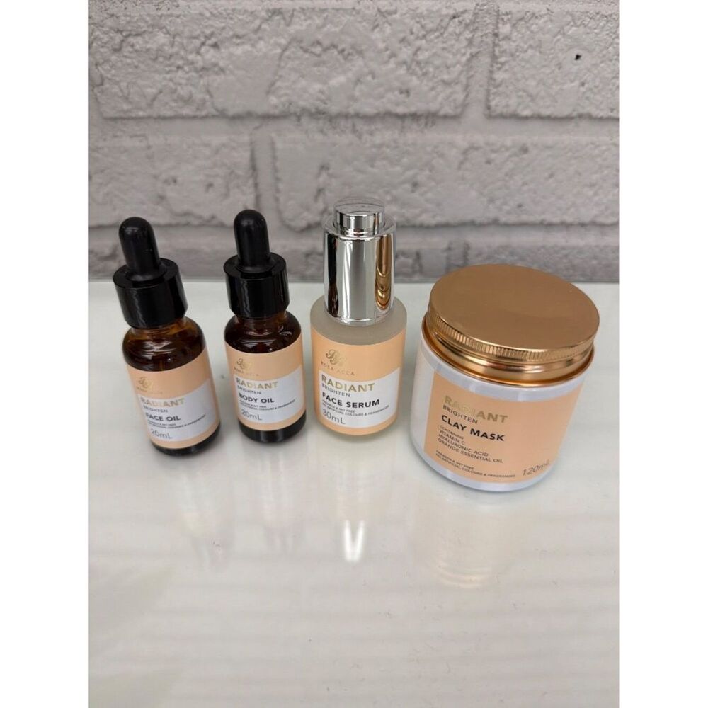 Radiant Brighten Face Serum, Body Oil, Face Oil & Clay Mask 4 PCS Set